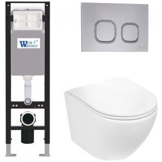 Комплект унитаза с инсталляцией WeltWasser Amberg 350 +Merzbach 043 GL-WT +Amberg RD-CR 10000012375 белый глянцевый