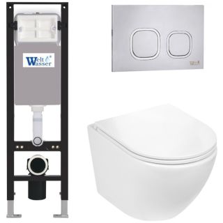 Комплект унитаза с инсталляцией WeltWasser Amberg 350 +Merzbach 043 GL-WT +Amberg RD-MT CR 10000012376 белый глянцевый