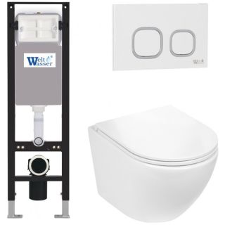 Комплект унитаза с инсталляцией WeltWasser Amberg 350 +Merzbach 043 GL-WT +Amberg RD-WT 10000012377 белый глянцевый
