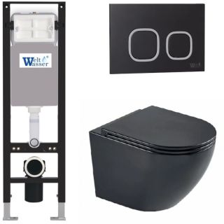 Комплект унитаза с инсталляцией WeltWasser Amberg 350 +Merzbach 043 MT-BL +Amberg RD-BL 10000012379 черный матовый