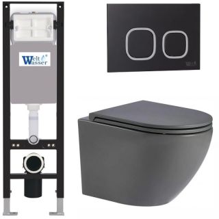 Комплект унитаза с инсталляцией WeltWasser Amberg 350 +Merzbach 043 MT-GR +Amberg RD-BL 10000012384 серый матовый