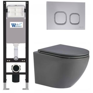 Комплект унитаза с инсталляцией WeltWasser Amberg 350 +Merzbach 043 MT-GR +Amberg RD-CR 10000012385 серый матовый