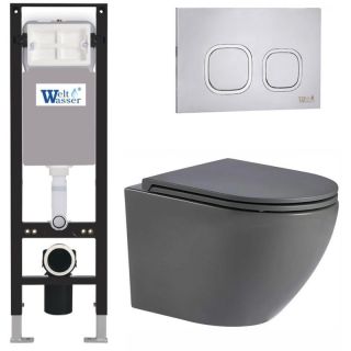 Комплект унитаза с инсталляцией WeltWasser Amberg 350 +Merzbach 043 MT-GR +Amberg RD-MT CR 10000012386 серый матовый