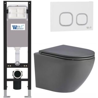 Комплект унитаза с инсталляцией WeltWasser Amberg 350 +Merzbach 043 MT-GR +Amberg RD-WT 10000012387 серый матовый