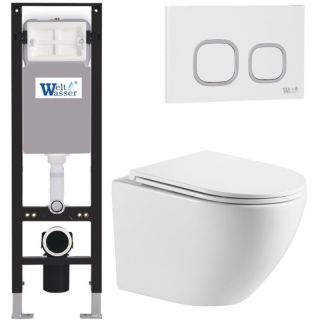Комплект унитаза с инсталляцией WeltWasser Amberg 350 +Merzbach 043 MT-WT +Amberg RD-WT 10000012392 белый матовый