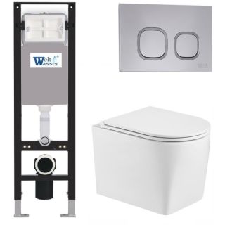 Комплект унитаза с инсталляцией WeltWasser Amberg 350 +Nesenbach 004 GL-WT +Amberg RD-CR 10000012395 белый глянцевый