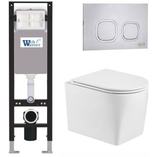 Комплект унитаза с инсталляцией WeltWasser Amberg 350 +Nesenbach 004 GL-WT +Amberg RD-MT CR 10000012396 белый глянцевый