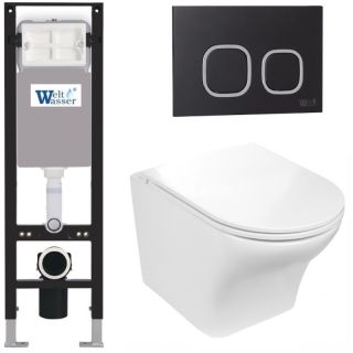 Комплект унитаза с инсталляцией WeltWasser Amberg 350 +Odenbach 004 GL-WT +Amberg RD-BL 10000012399 белый глянцевый