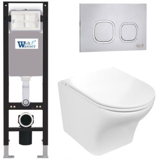 Комплект унитаза с инсталляцией WeltWasser Amberg 350 +Odenbach 004 GL-WT +Amberg RD-MT CR 10000012401 белый глянцевый