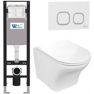 Комплект унитаза с инсталляцией WeltWasser Amberg 350 +Odenbach 004 GL-WT +Amberg RD-WT 10000012402 белый глянцевый