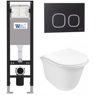 Комплект унитаза с инсталляцией WeltWasser Amberg 350 + Telbach 004 GL-WT + Amberg RD-BL 10000012434 белый глянцевый