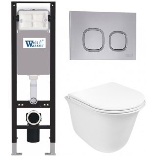 Комплект унитаза с инсталляцией WeltWasser Amberg 350 + Telbach 004 GL-WT + Amberg RD-CR 10000012435 белый глянцевый