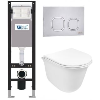 Комплект унитаза с инсталляцией WeltWasser Amberg 350 + Telbach 004 GL-WT + Amberg RD-MT CR 10000012436 белый глянцевый