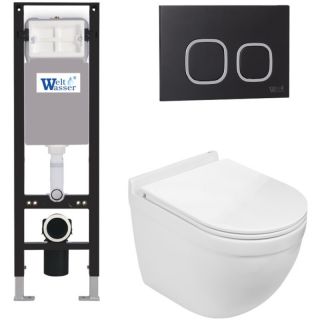 Комплект унитаза с инсталляцией WeltWasser Amberg 350 + Heimbach 043 GL-WT + Amberg RD-BL 10000012439 белый глянцевый