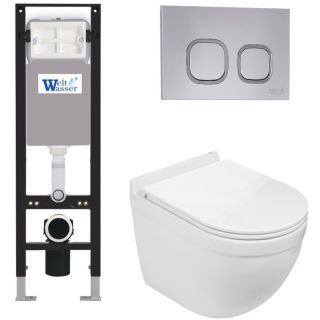 Комплект унитаза с инсталляцией WeltWasser Amberg 350 + Heimbach 043 GL-WT + Amberg RD-CR 10000012440 белый глянцевый