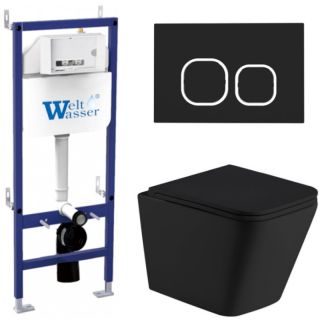 Комплект унитаза с инсталляцией Weltwasser Bamberg 460 + Gelbach 043 MT-BL + Bamberg BL 10000012787 черный матовый