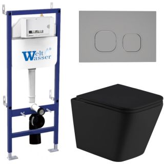 Комплект унитаза с инсталляцией Weltwasser Bamberg 460 + Gelbach 043 MT-BL + Bamberg CR 10000012790 черный матовый