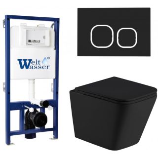 Комплект унитаза с инсталляцией Weltwasser Bamberg 525 + Gelbach 043 MT-BL + Bamberg BL 10000012792 черный матовый
