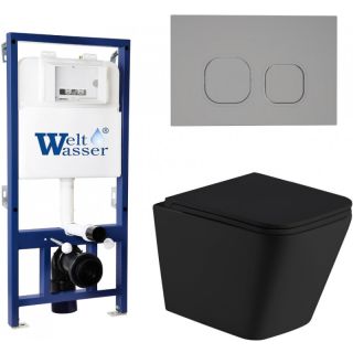 Комплект унитаза с инсталляцией Weltwasser Bamberg 525 + Gelbach 043 MT-BL + Bamberg CR 10000012793 черный матовый