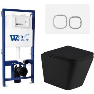 Комплект унитаза с инсталляцией Weltwasser Bamberg 525 + Gelbach 043 MT-BL + Bamberg WT 10000012794 черный матовый