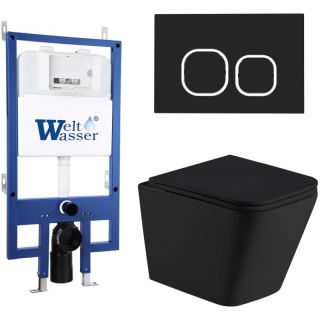 Комплект унитаза с инсталляцией Weltwasser Bamberg 545 + Gelbach 043 MT-BL + Bamberg BL 10000012795 черный матовый
