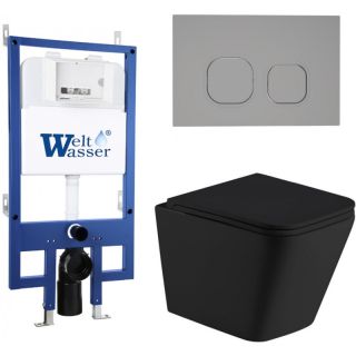 Комплект унитаза с инсталляцией Weltwasser Bamberg 545 + Gelbach 043 MT-BL + Bamberg CR 10000012796 черный матовый