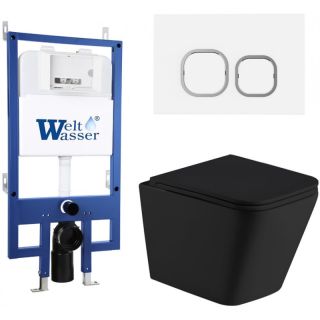 Комплект унитаза с инсталляцией Weltwasser Bamberg 545 + Gelbach 043 MT-BL + Bamberg WT 10000012797 черный матовый