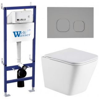 Комплект унитаза с инсталляцией Weltwasser Bamberg 460 + Gelbach 043 MT-WT + Bamberg CR 10000012800 белый матовый