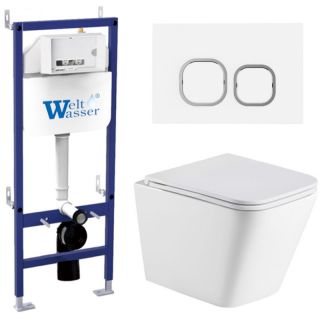 Комплект унитаза с инсталляцией Weltwasser Bamberg 460 + Gelbach 043 MT-WT + Bamberg WT 10000012801 белый матовый