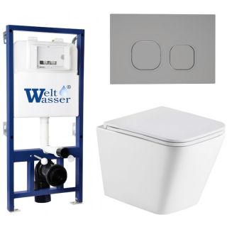 Комплект унитаза с инсталляцией Weltwasser Bamberg 525 + Gelbach 043 MT-WT + Bamberg CR 10000012803 белый матовый