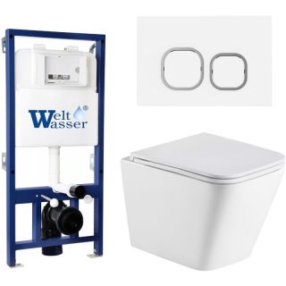 Комплект унитаза с инсталляцией Weltwasser Bamberg 525 + Gelbach 043 MT-WT + Bamberg WT 10000012804 белый матовый