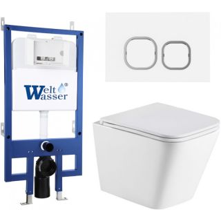 Комплект унитаза с инсталляцией Weltwasser Bamberg 545 + Gelbach 043 MT-WT + Bamberg WT 10000012807 белый матовый