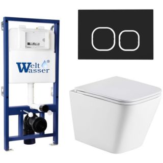 Комплект унитаза с инсталляцией Weltwasser Bamberg 525 + Gelbach 043 GL-WT + Bamberg BL 10000012812 белый глянцевый