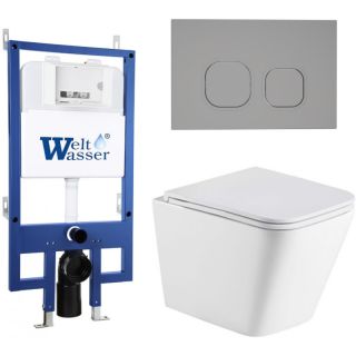 Комплект унитаза с инсталляцией Weltwasser Bamberg 545 + Gelbach 043 GL-WT + Bamberg CR 10000012816 белый глянцевый