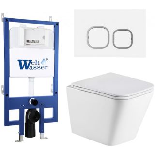 Комплект унитаза с инсталляцией Weltwasser Bamberg 545 + Gelbach 043 GL-WT + Bamberg WT 10000012817 белый глянцевый