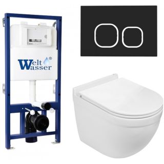 Комплект унитаза с инсталляцией WeltWasser Bamberg 525 + Heimbach 043 GL-WT + Bamberg BL 10000012822 белый глянцевый
