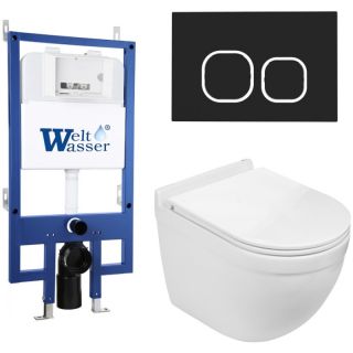 Комплект унитаза с инсталляцией WeltWasser Bamberg 545 + Heimbach 043 GL-WT + Bamberg BL 10000012825 белый глянцевый