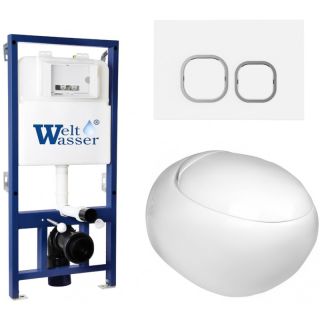 Комплект унитаза с инсталляцией WeltWasser Bamberg 525 +Jeckenbach 004 GL-WT +Bamberg WT 10000012844 белый глянцевый