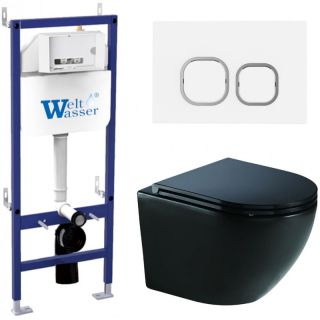 Комплект унитаза с инсталляцией WeltWasser Bamberg 460 +Merzbach 041 XL MT-BL +Bamberg WT 10000012871 черный матовый