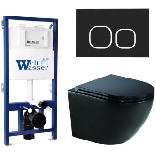 Комплект унитаза с инсталляцией WeltWasser Bamberg 525 +Merzbach 041 XL MT-BL +Bamberg BL 10000012872 черный матовый