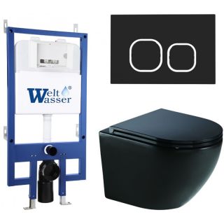 Комплект унитаза с инсталляцией WeltWasser Bamberg 545 +Merzbach 041 XL MT-BL +Bamberg BL 10000012875 черный матовый