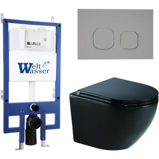 Комплект унитаза с инсталляцией WeltWasser Bamberg 545 +Merzbach 041 XL MT-BL +Bamberg CR 10000012876 черный матовый