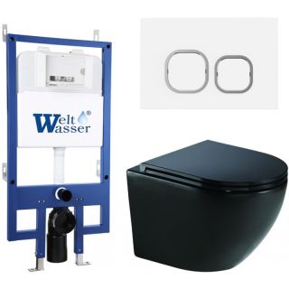 Комплект унитаза с инсталляцией WeltWasser Bamberg 545 +Merzbach 041 XL MT-BL +Bamberg WT 10000012877 черный матовый