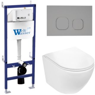 Комплект унитаза с инсталляцией WeltWasser Bamberg 460 +Merzbach 043 GL-WT +Bamberg CR 10000012892 белый глянцевый