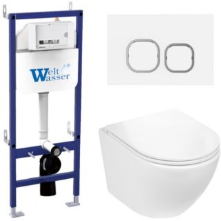 Комплект унитаза с инсталляцией WeltWasser Bamberg 460 +Merzbach 043 GL-WT +Bamberg WT 10000012893 белый глянцевый