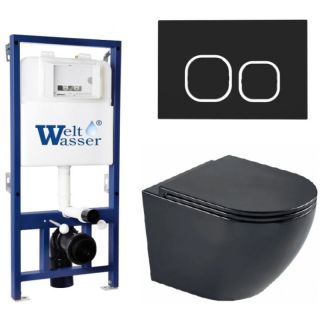 Комплект унитаза с инсталляцией WeltWasser Bamberg 525 +Merzbach 043 MT-BL +Bamberg BL 10000012904 черный матовый