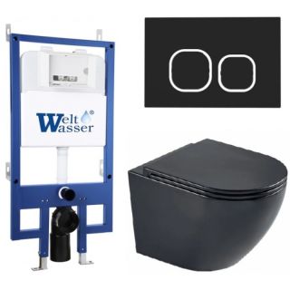 Комплект унитаза с инсталляцией WeltWasser Bamberg 545 +Merzbach 043 MT-BL +Bamberg BL 10000012907 черный матовый