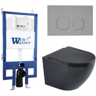 Комплект унитаза с инсталляцией WeltWasser Bamberg 545 +Merzbach 043 MT-BL +Bamberg CR 10000012908 черный матовый