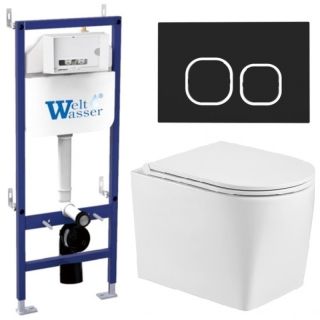 Комплект унитаза с инсталляцией WeltWasser Bamberg 460 +Nesenbach 004 GL-WT +Bamberg BL 10000012911 белый глянцевый