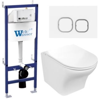 Комплект унитаза с инсталляцией WeltWasser Bamberg 460 +Odenbach 004 GL-WT +Bamberg WT 10000012923 белый глянцевый